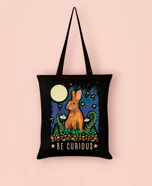 Be Curious Hare Tote Bag