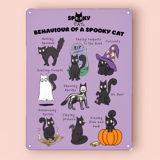 Behaviour of a Spooky Cat Tin Sign