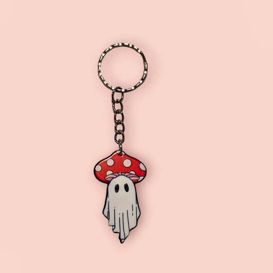 Mushroom Ghost Keyring