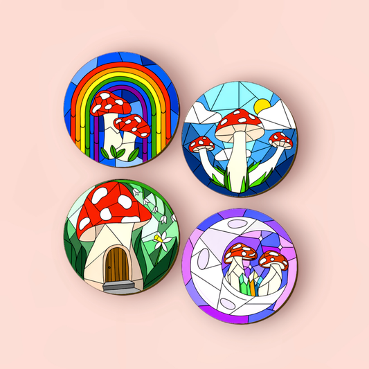 Stained Glass Mushroom Coasters
