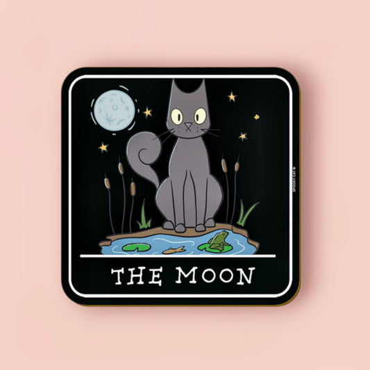 The Moon Tarot Card Cat Coaster