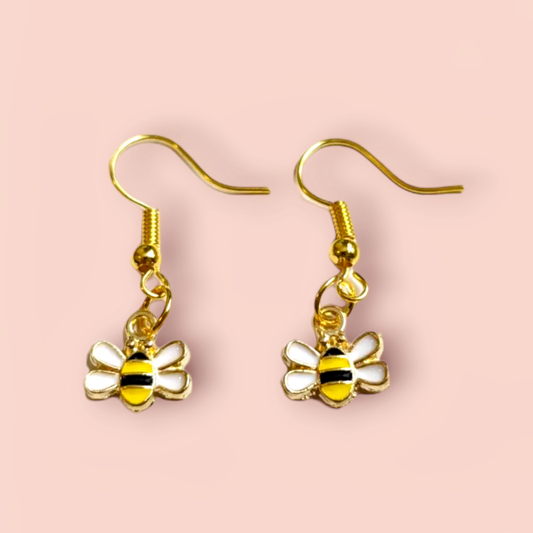 Tiny Bee Hook Earrings