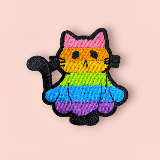 Rainbow Ghost Cat Iron Patch