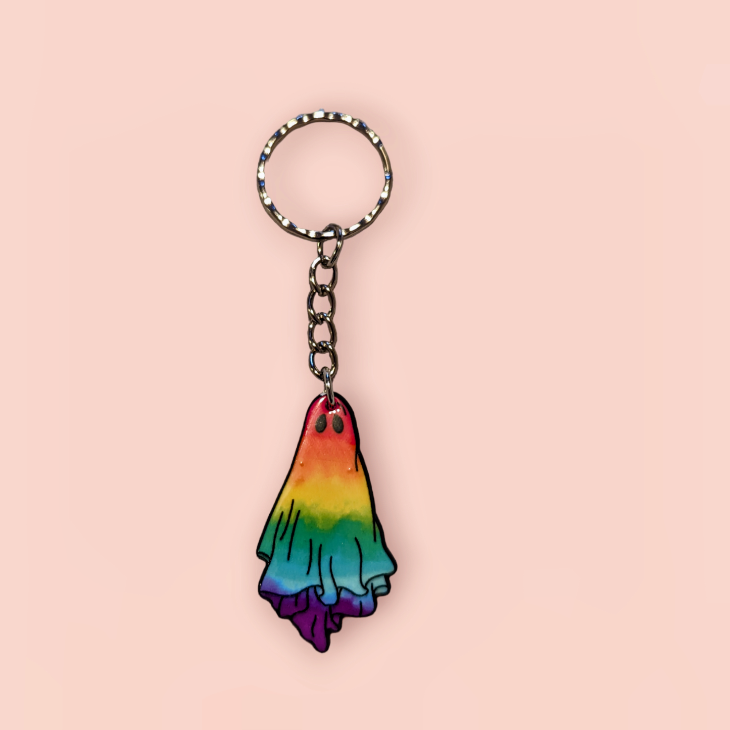 Rainbow Ghost Keyring