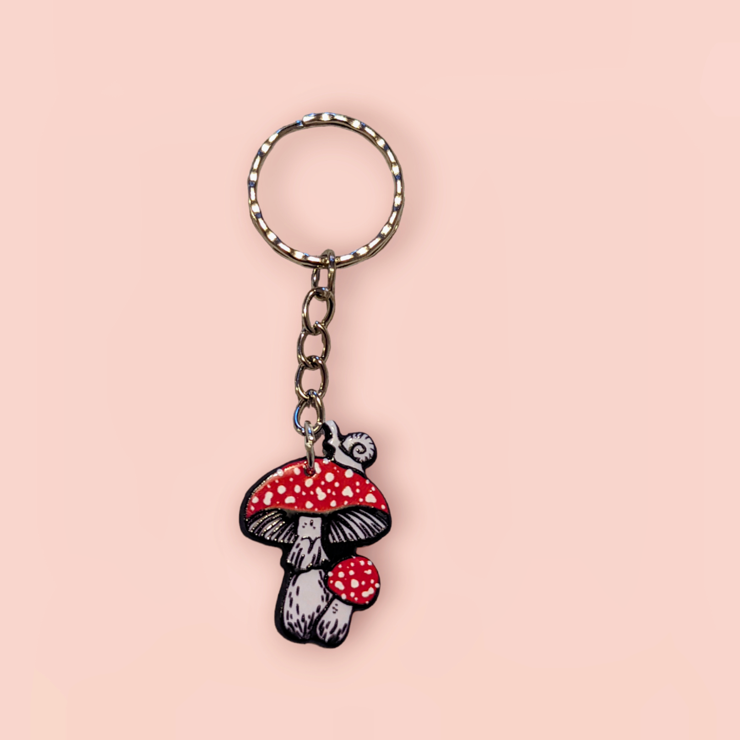 Double Mushroom with Snail Keyring