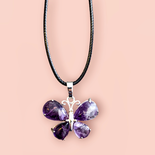 Amethyst Butterfly Necklace