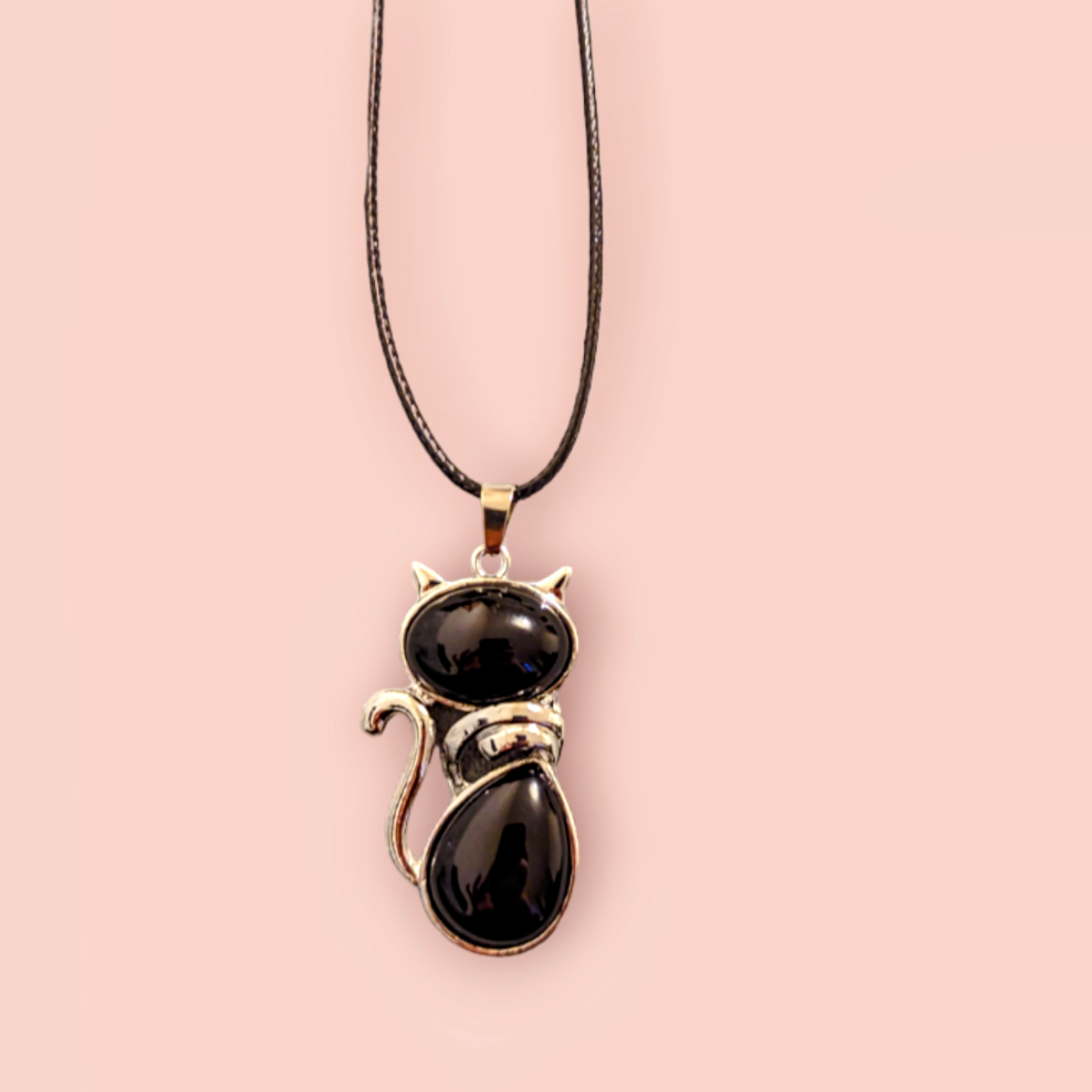 Obsidian Cat Necklace