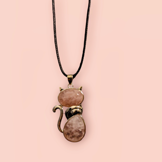 Rose Quartz Cat Necklace