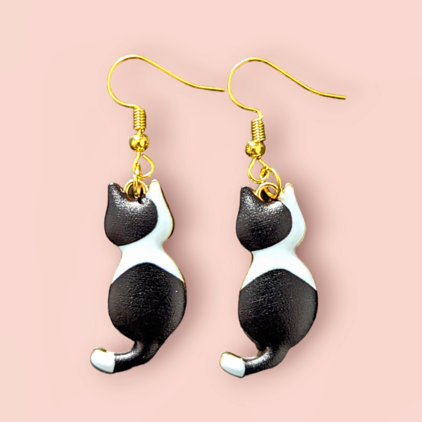 Black and White Cat Earrings