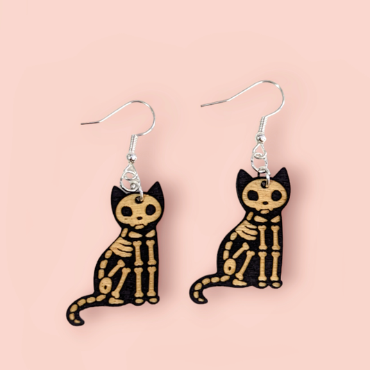 Cat Skeleton Hook Earrings