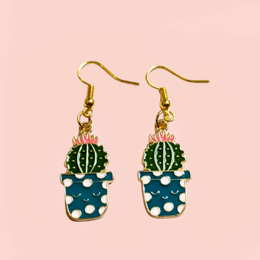 Flowering Cactus Hook Earrings