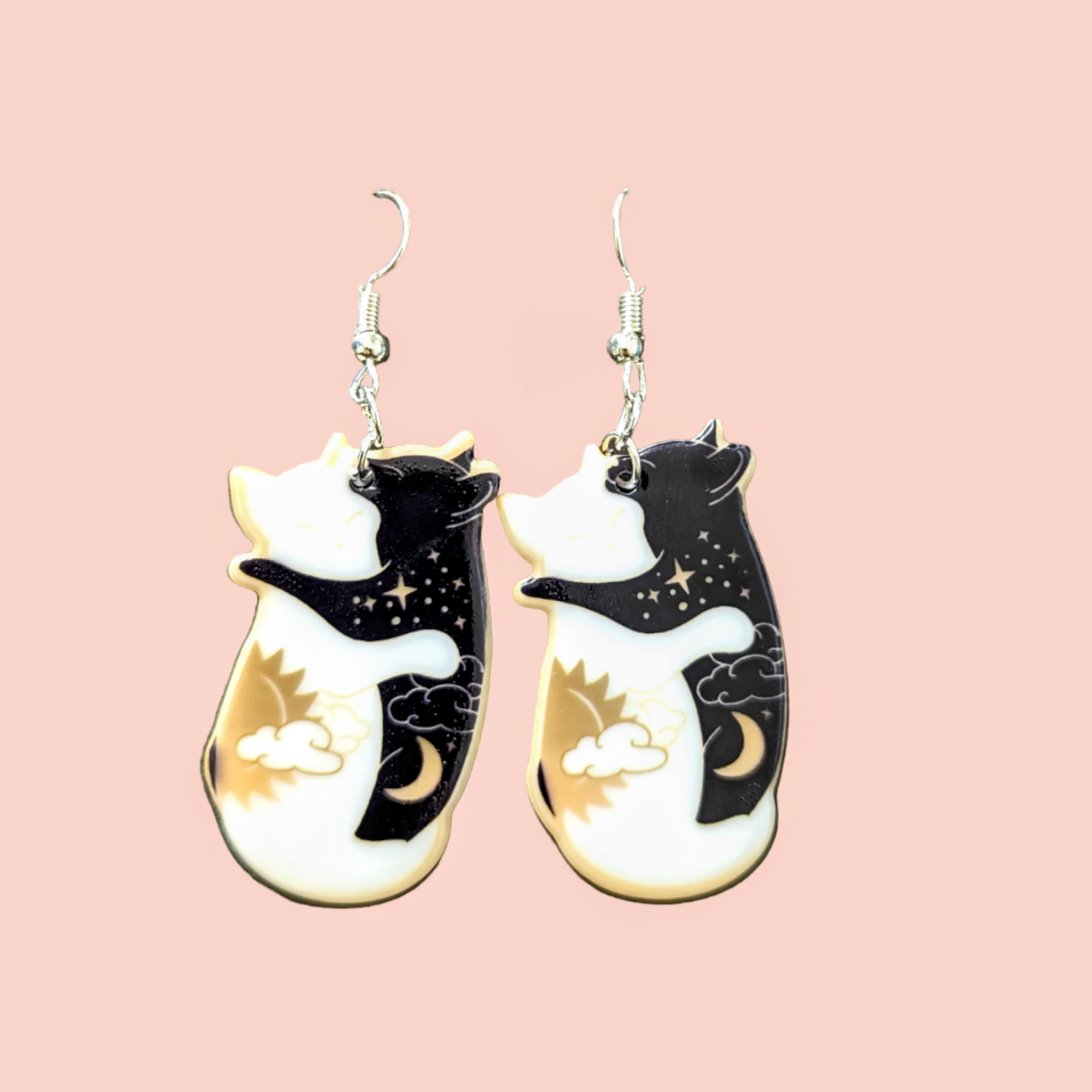 Sun and Moon Cat Earrings