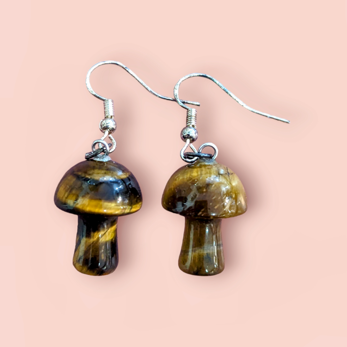 Tigers Eye Mushroom Earrings