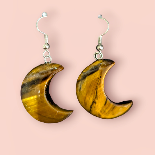 Tigers Eye Moon Earrings