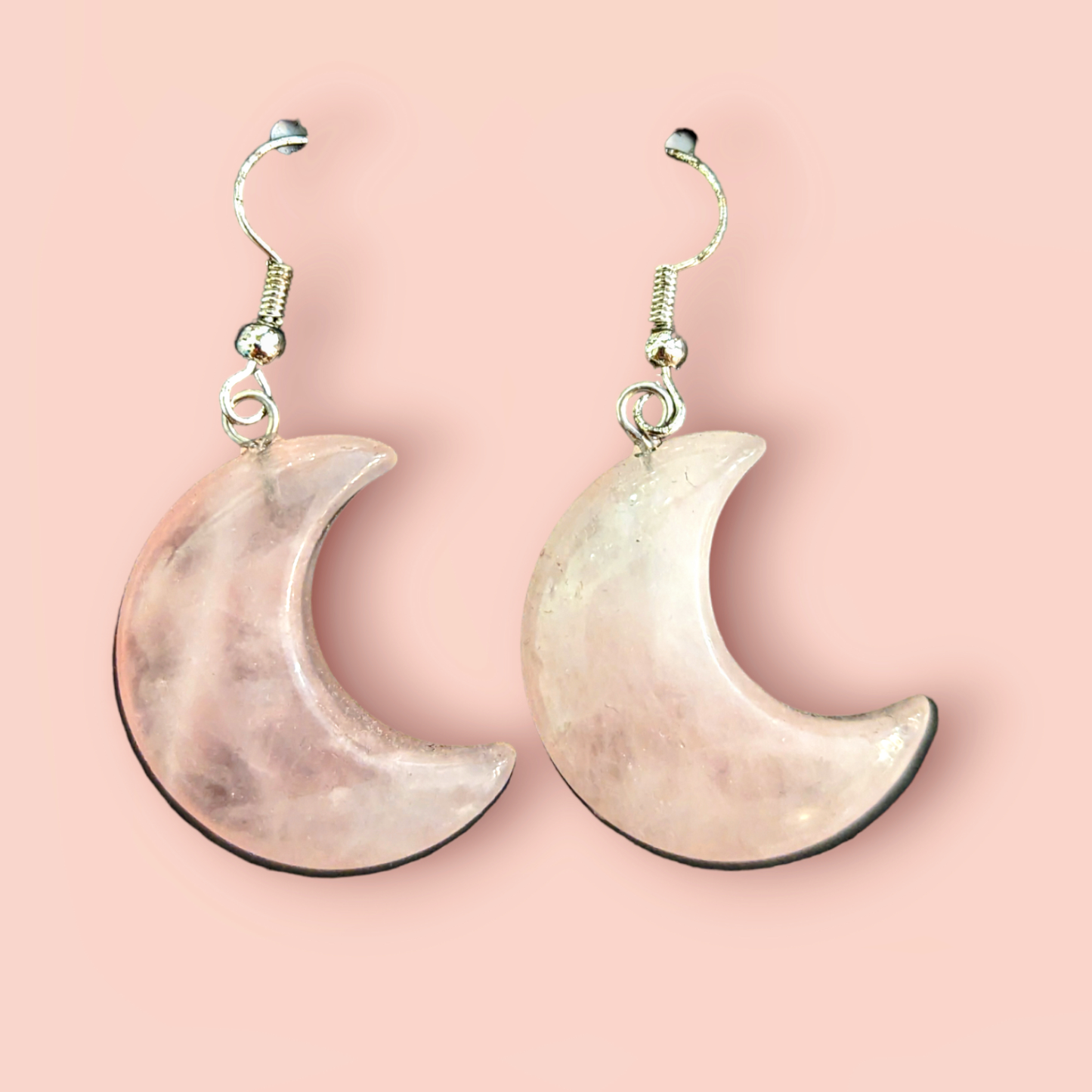 Rose Quartz Moon Earrings