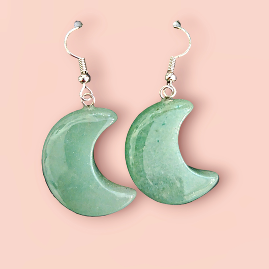 Aventurine Moon Earrings