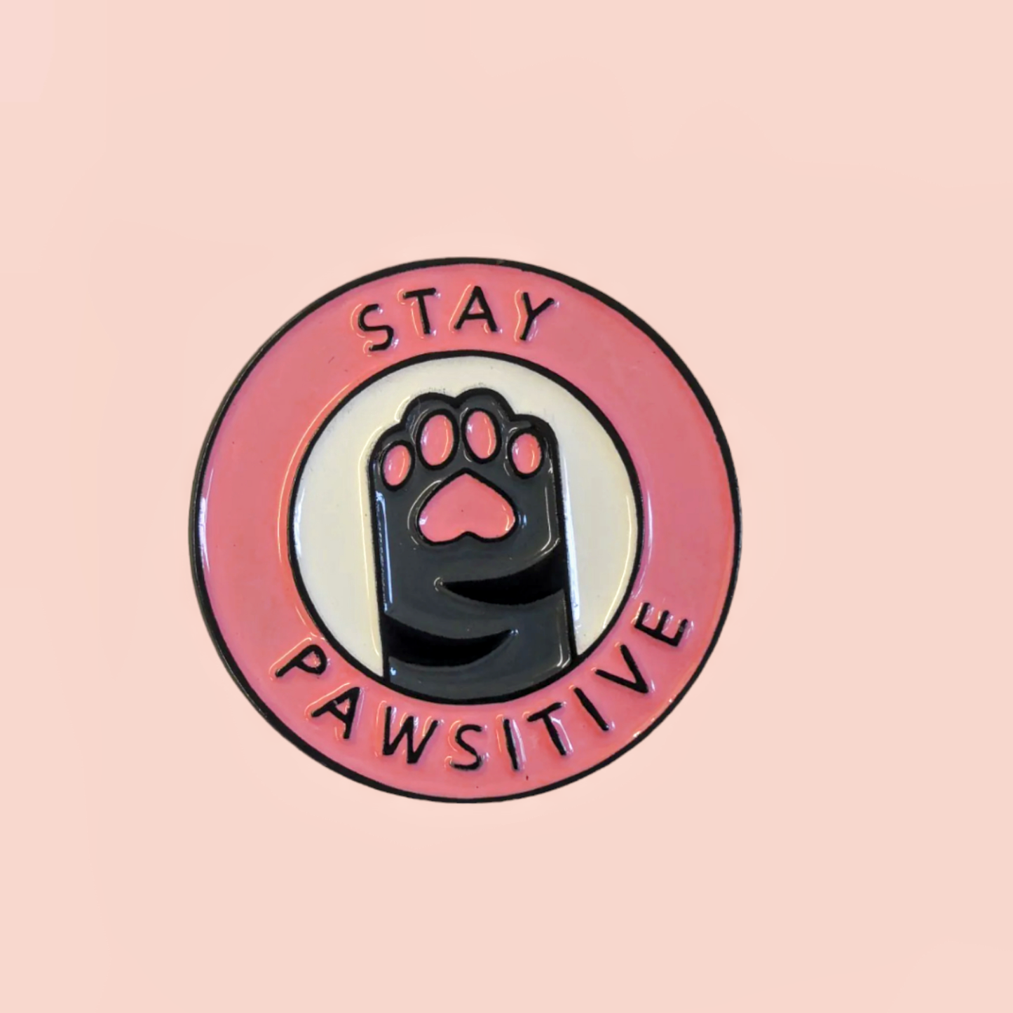 Stay Pawsitive cat paw pin